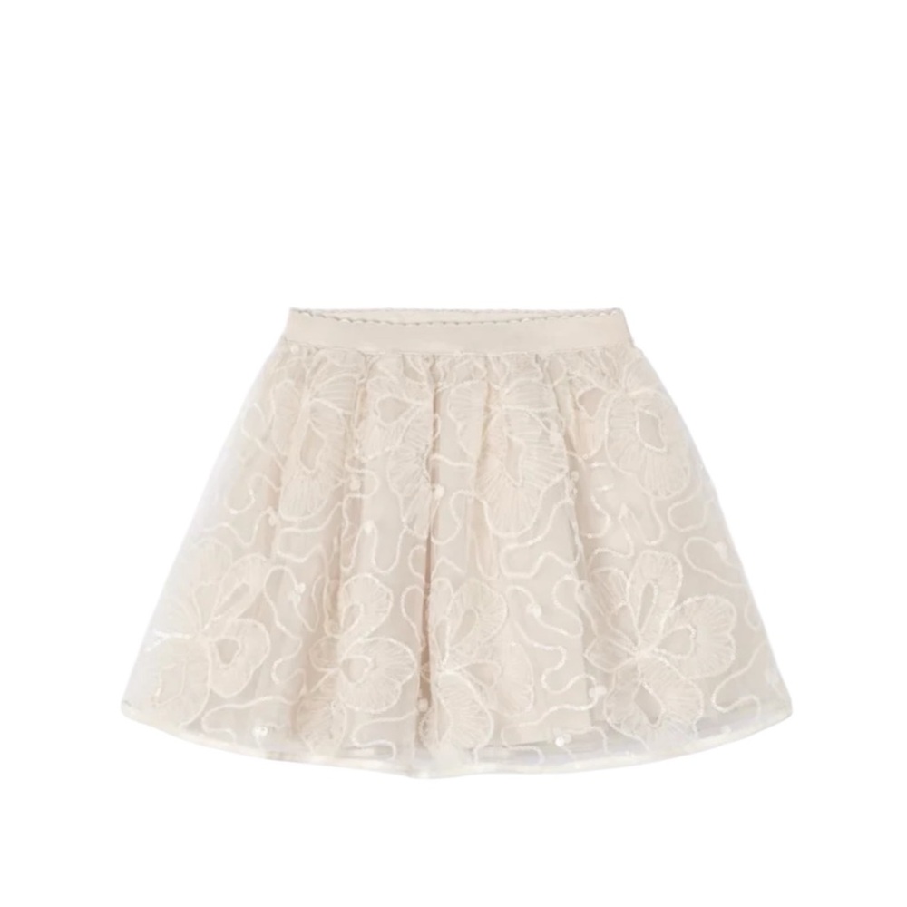 NWT Mayoral Mini Girls Sequined Applique Overlay Tulle Skirt Size 6